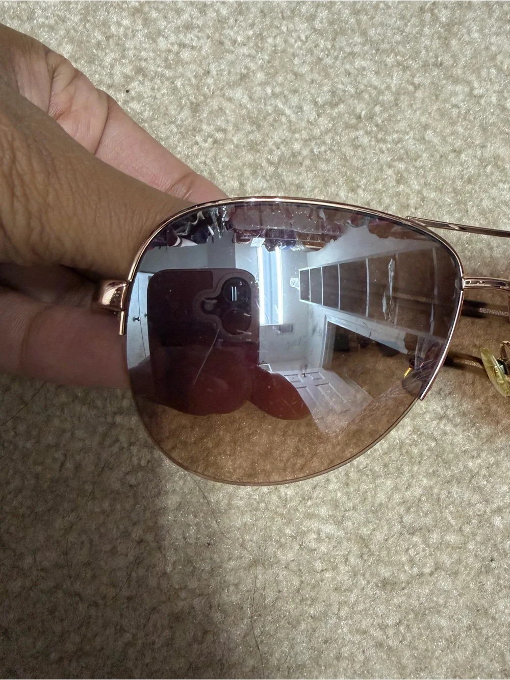 kate spade Rose Gold Aviator Sunglasses with Brown Lenses